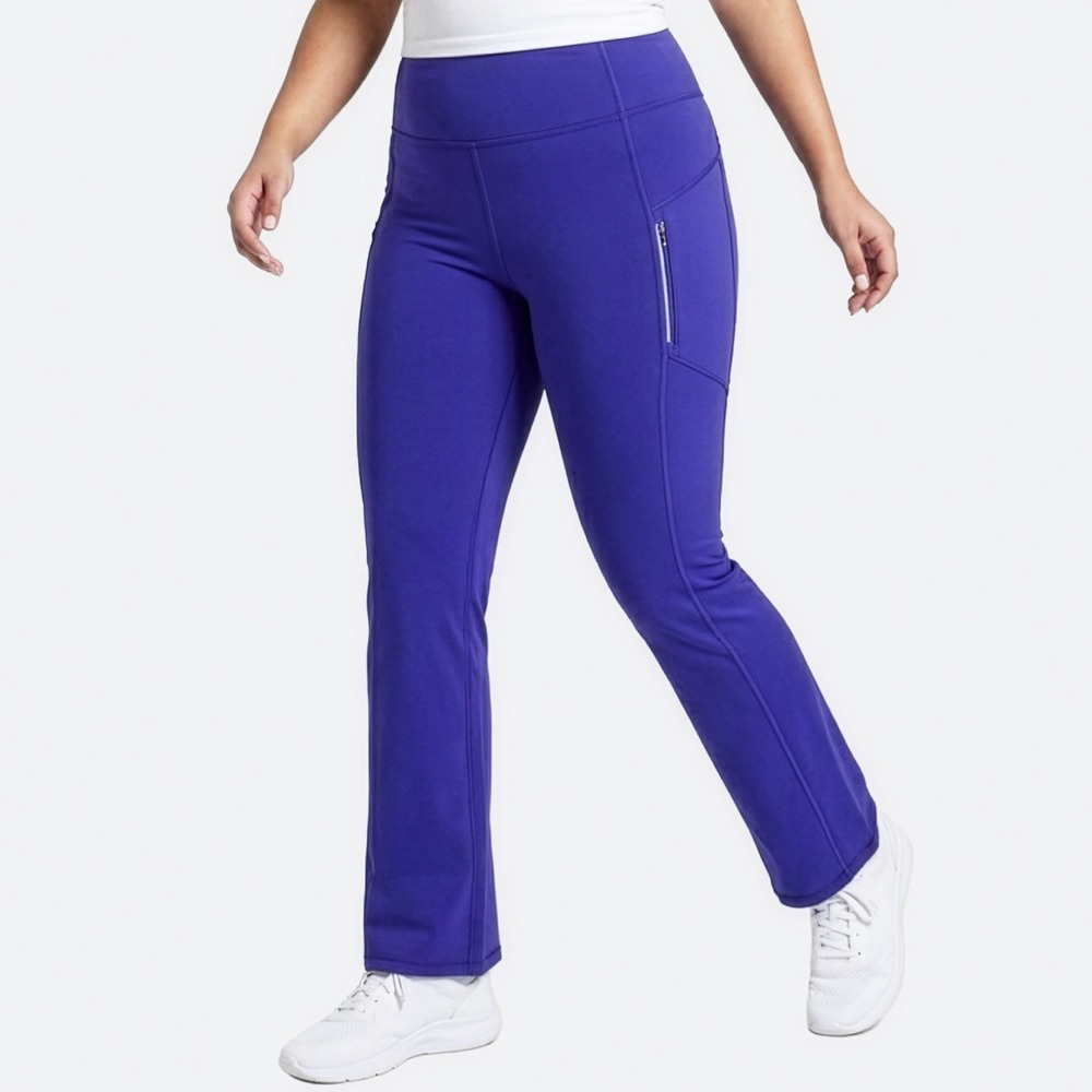 Athleta Borealis Blue Rainier Bootcut Pant M L 10 Fleece Lined High Rise Yoga